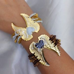 Statement handmade Angel wings bracelets in 24k gold filled